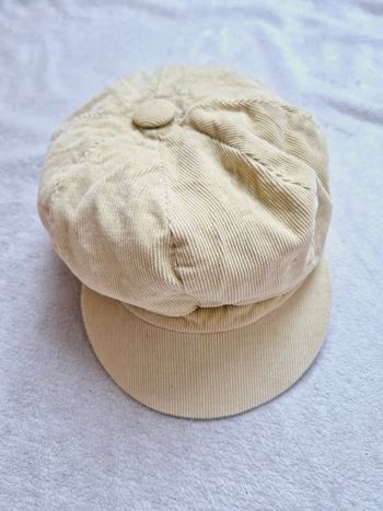 Joli béret en velour côtelé beige vintage