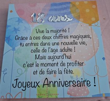 CADRE " JOYEUX ANNIVERSAIRE 🎂  18 ANS"