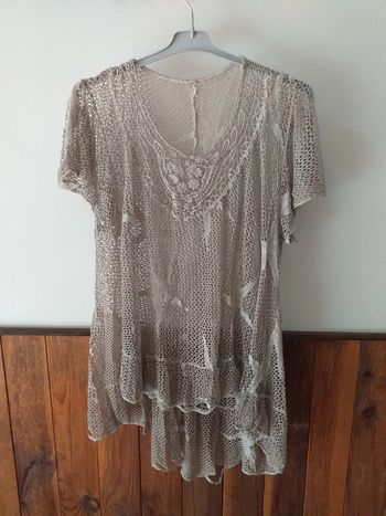 Haut effet maille crème