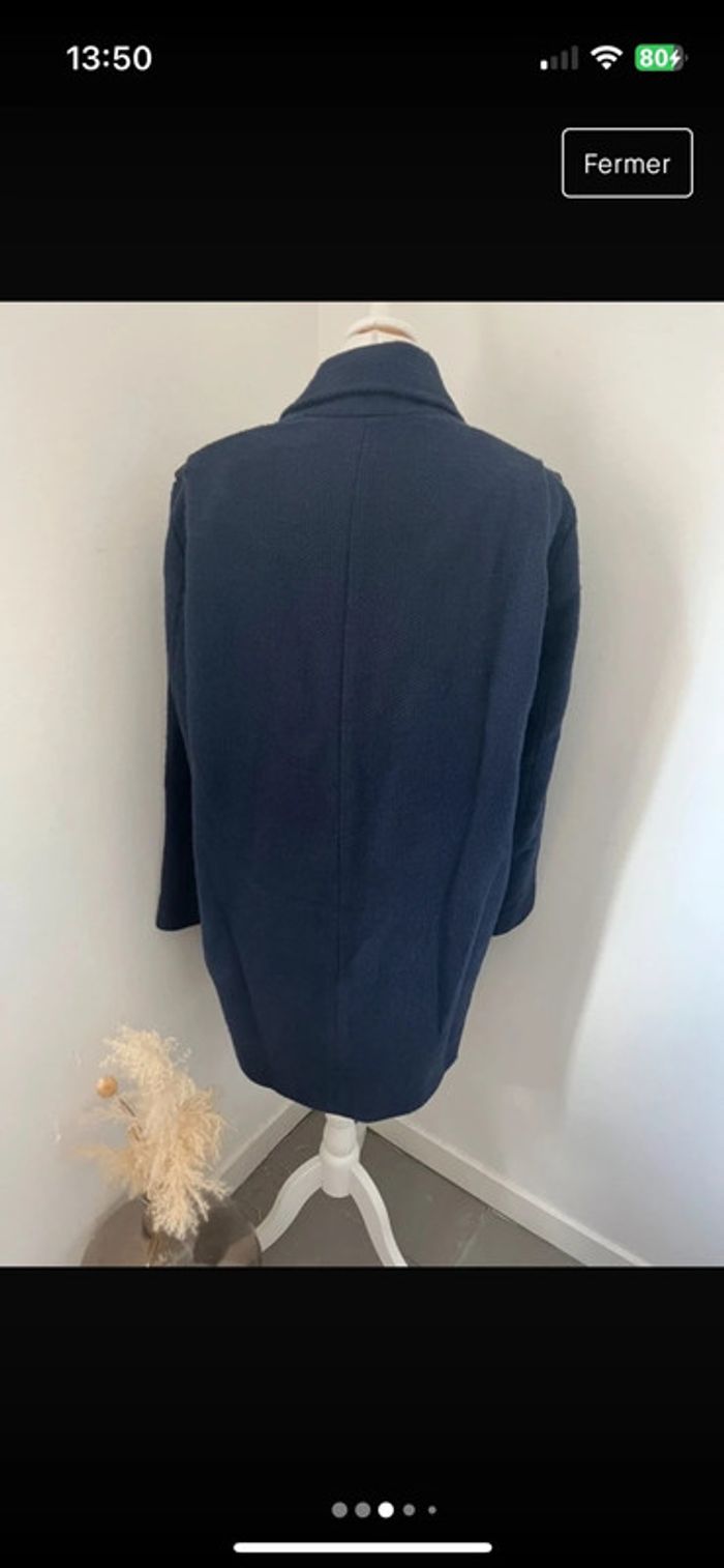 Manteau bleu et cuir noir Maje L - photo numéro 3