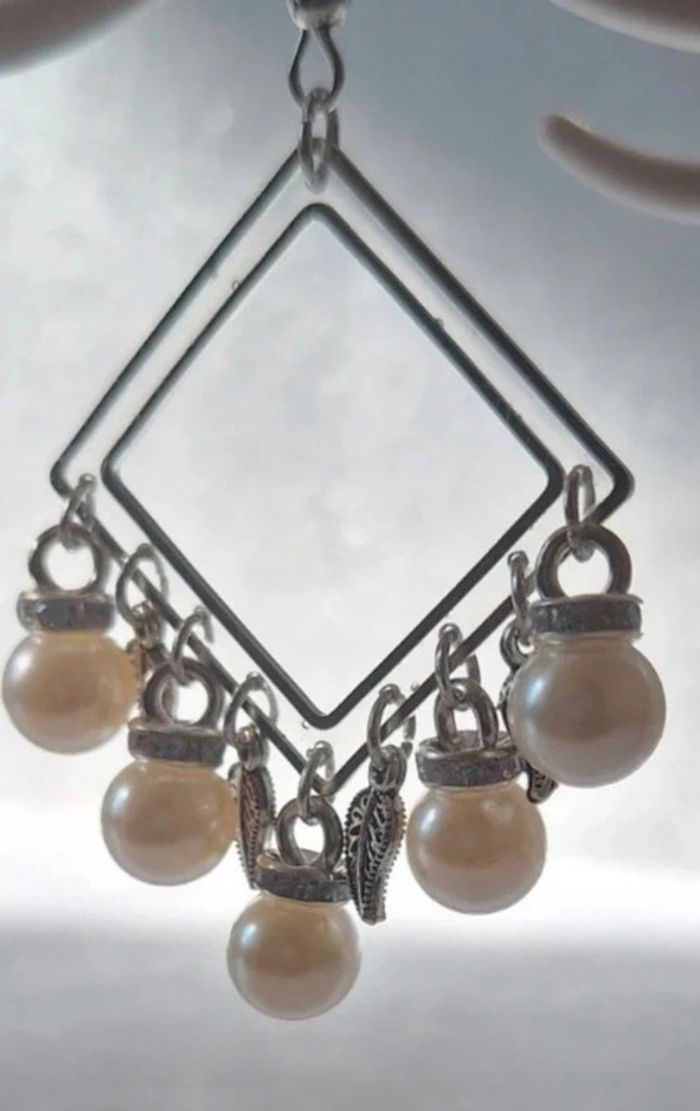 Boucles d’oreilles pendantes argentées - photo numéro 4