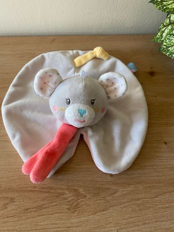 Doudou plat souris gris rose sucre d orge Neuf