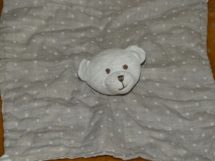 Doudou plat ours gris Bouchara 🐻état neuf