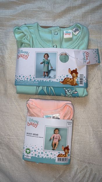 Lot Robe et Body Disney Bambi Taille 18/24 Mois