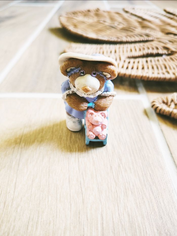 🐻Figurine Furskins Bear Ours avec poussette année 1986 vintage