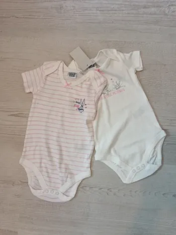 Lot 2 bodies manches courtes 74/80cm