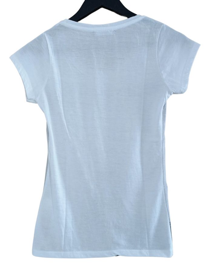 T shirt blanc casse imprime tour eiffel. Ligne a suivre. Taille S / 36 - photo numéro 5