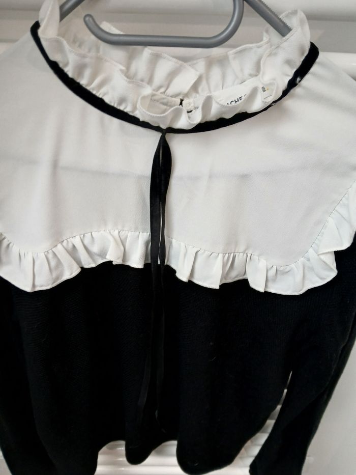 Fin pull col dentelle  blanc - photo numéro 2