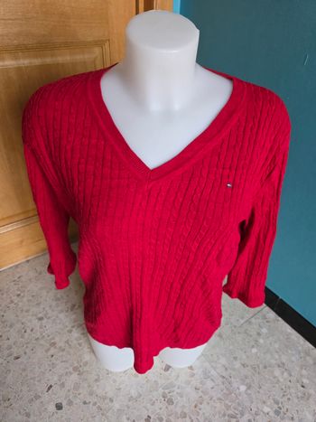 Pull torsadé rouge Tommy Hilfiger 