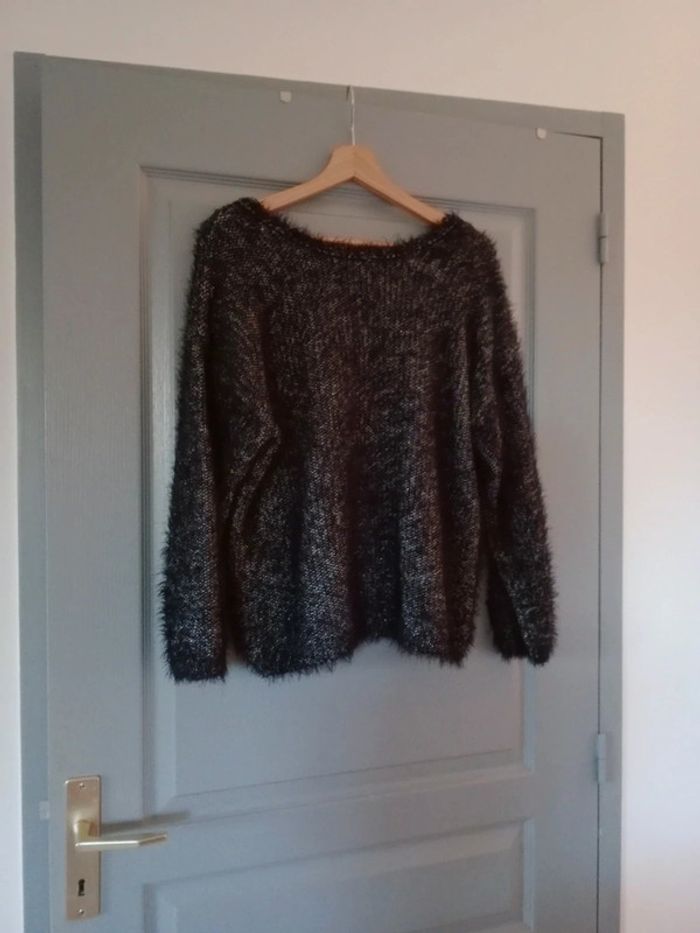 Pull femme 40 à poil  noir chiné c36 - photo numéro 5