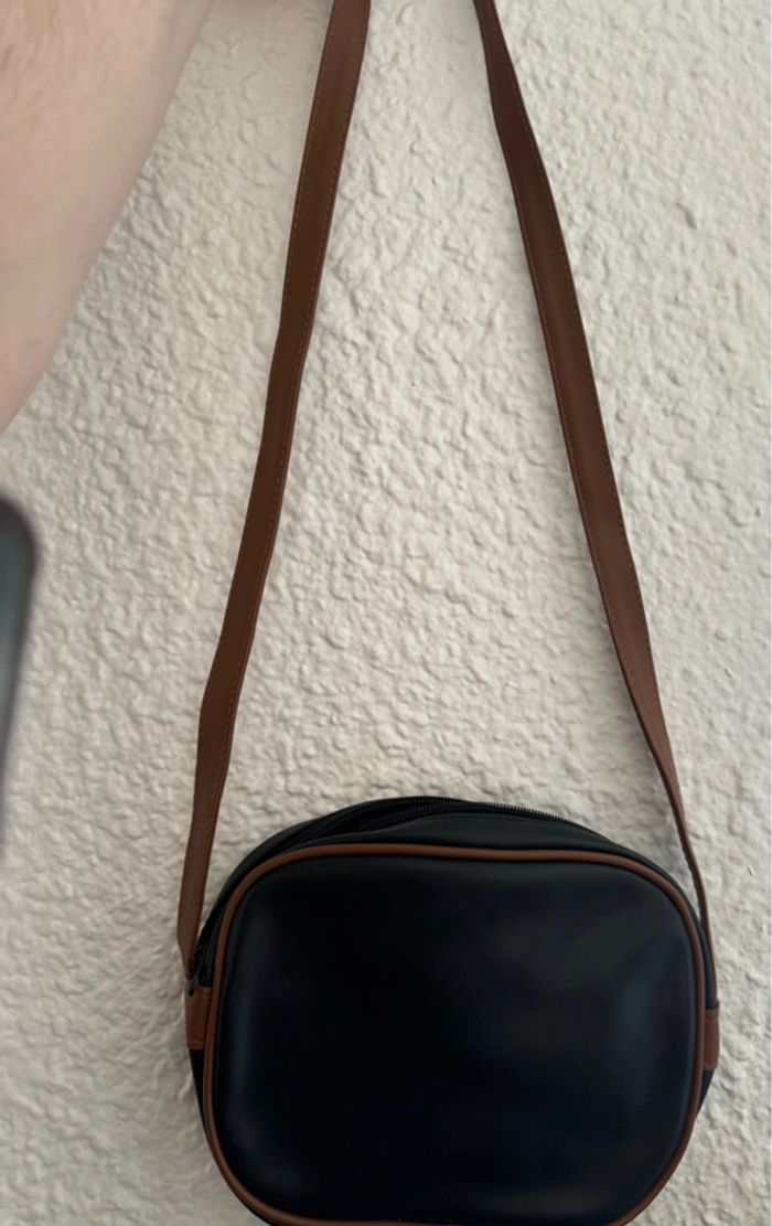 Sac a main noir et marron en skai - photo numéro 3