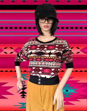 🩷🖤Sweat motif ethnique multicolore Y2K ethnic multi-colored sweatshirt🖤🩷