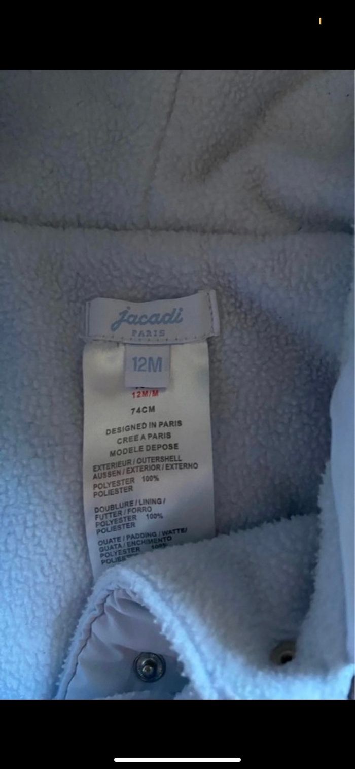 Combinaison pilote jacadi 12mois - photo numéro 3