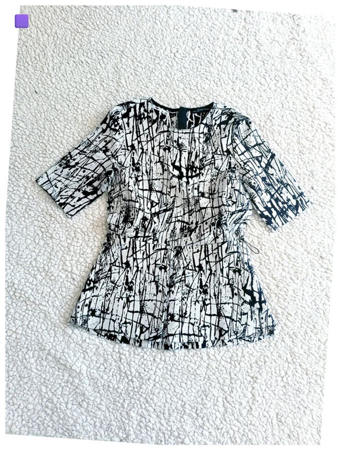 Haut noir et blanc graphique Zara Woman - S vintage cintré 80s
