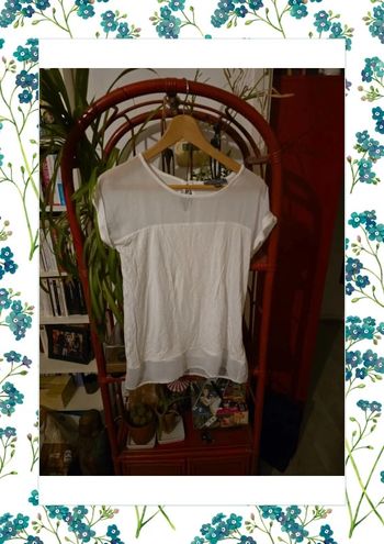 T-shirt blanc coton et voile 38