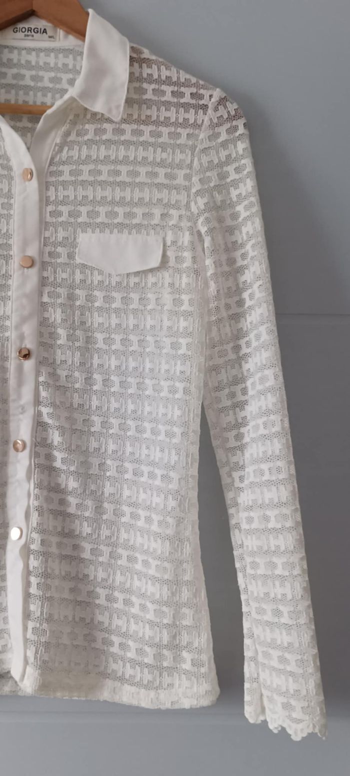 Chemise Blouse à boutons blanche "Giorgia" Taille M/L - photo numéro 5