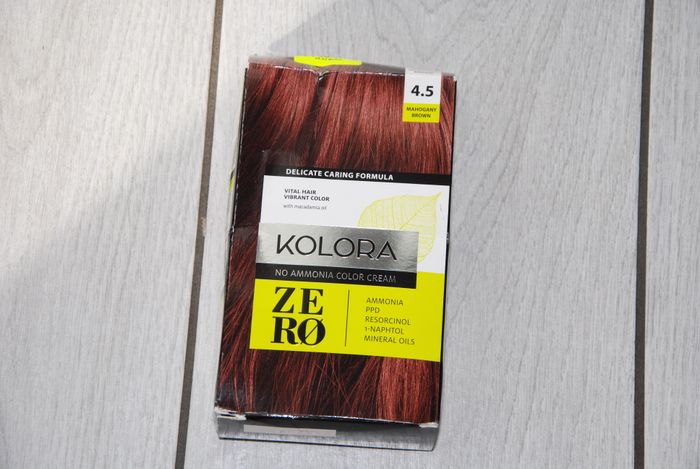 Teinture sans ammoniaque kolora zero N° 4.5 marron acajou