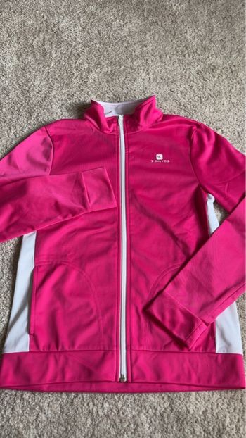Gilet à zip col montant rose et blanc taille 12 ans Domyos Décathlon