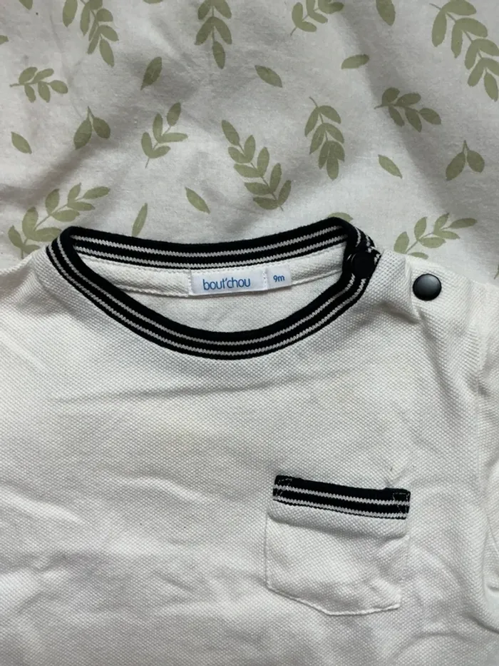 teeshirt manches courtes blanc et marine 9 mois bout'chou - photo numéro 6