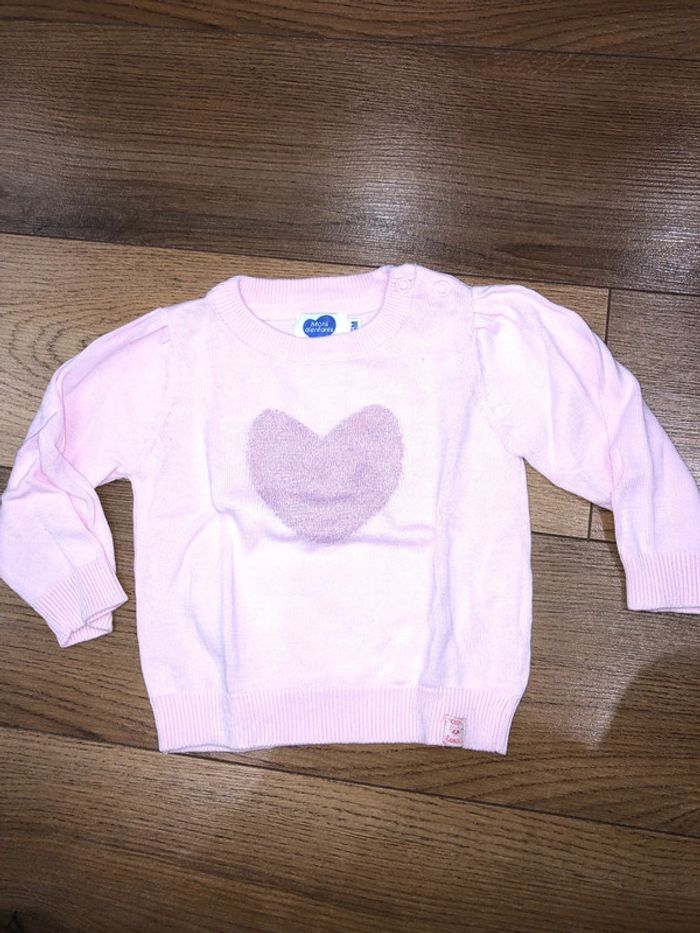 Pull bébé fille rose 🌺 mots d’enfant taille 6 mois très bon état