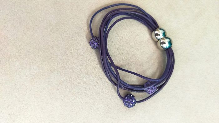 Bracelet multi-rangs violet avec perles strassées - Collection Reflets de Lavande - photo numéro 5