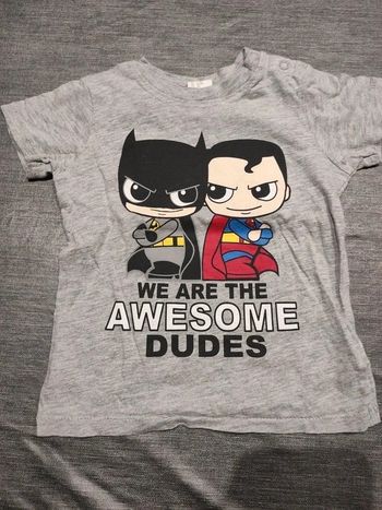 Tee shirt Batman et Superman 9-12 mois 80 cm