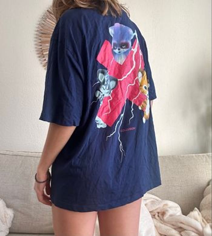 T-shirt oversize collusion bleu et rose - photo numéro 2