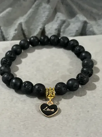 Bracelet chakra en pierres de lave naturelle perles de 8mm sur fil élastique