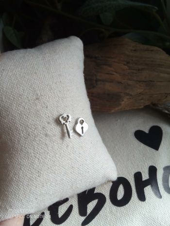 Boucles d'oreilles clé cadenas argenté