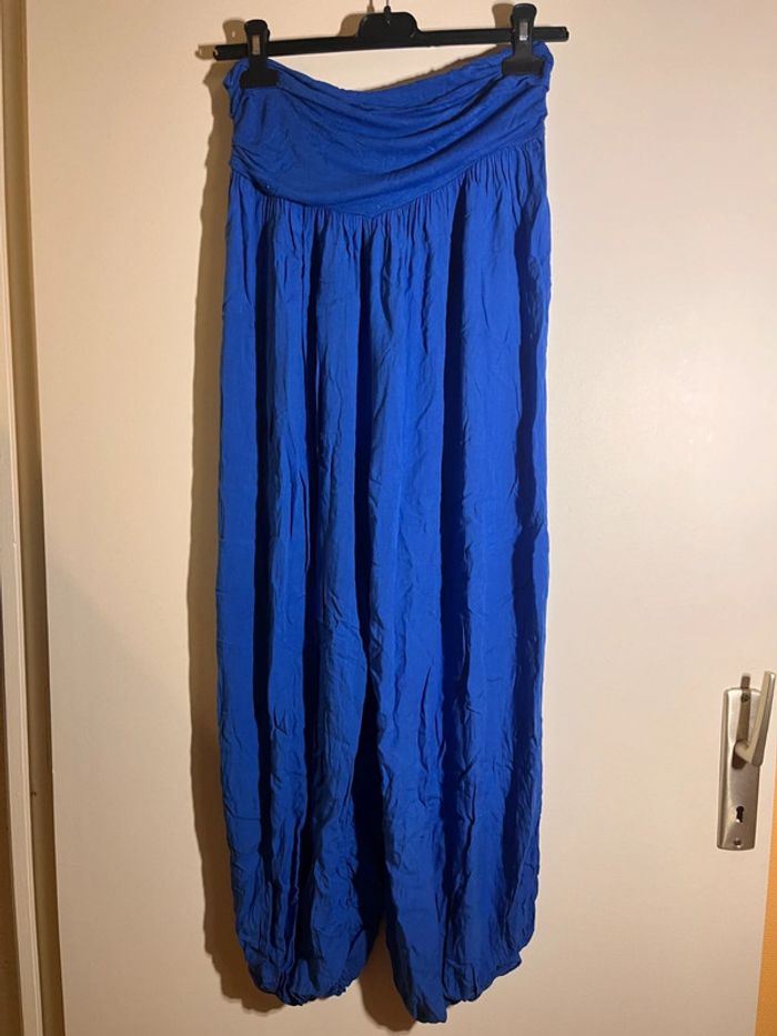 Pantalon fluide bleu roi taille unique