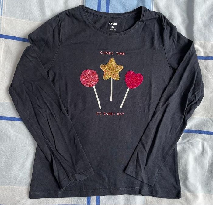 T-shirt manches longues à sequins - 8 ans