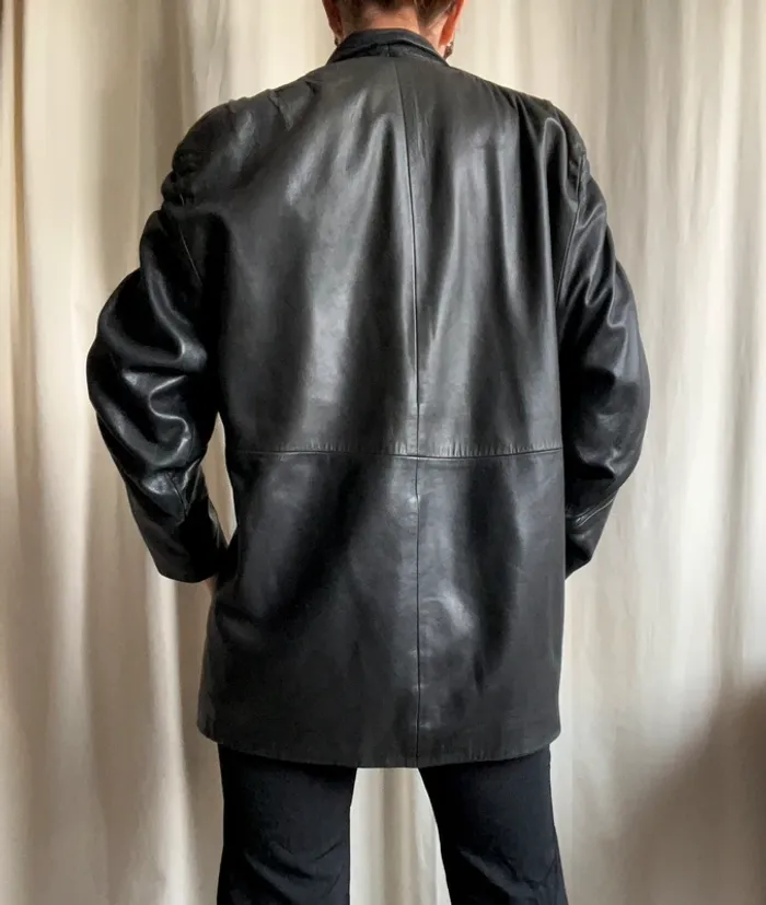 Blouson oversize cuir leather 80s Post Punk Biker vintage - Taille S/M/L/XL - photo numéro 5