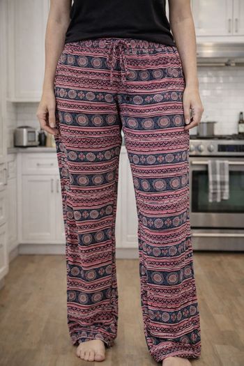 Pantalon fluide femme type Wax Ethnique Rose Saumon Corail Taille XL 42 100% coton (F004)