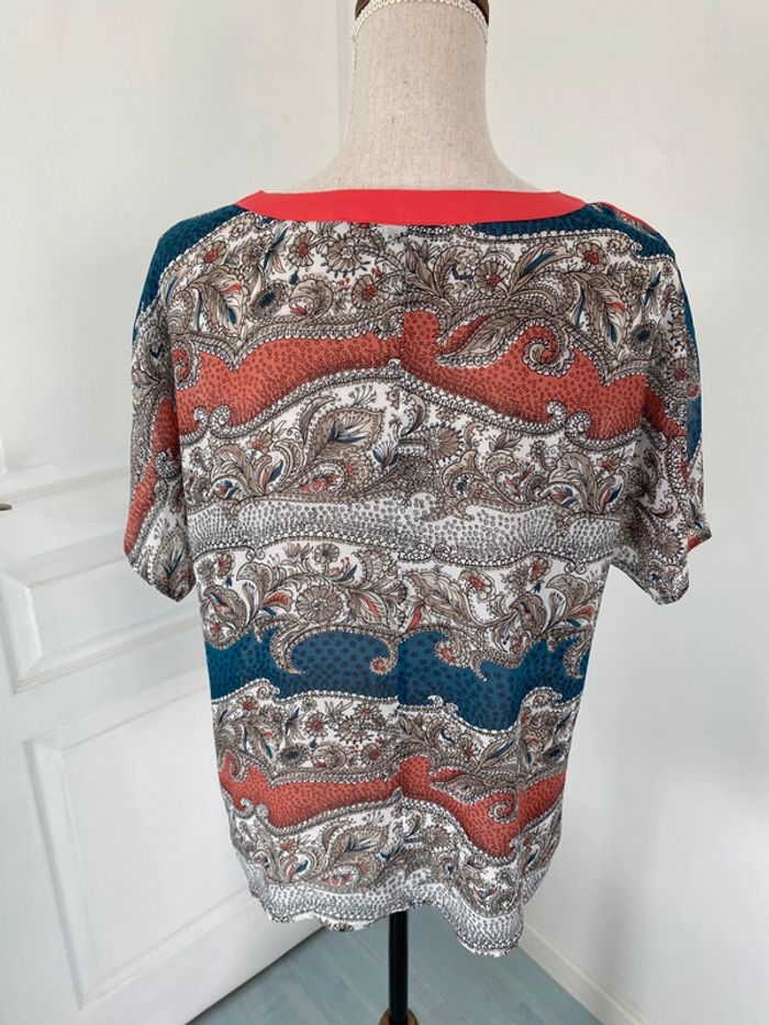 Top corail blanc et bleu manoukian taille M - photo numéro 2