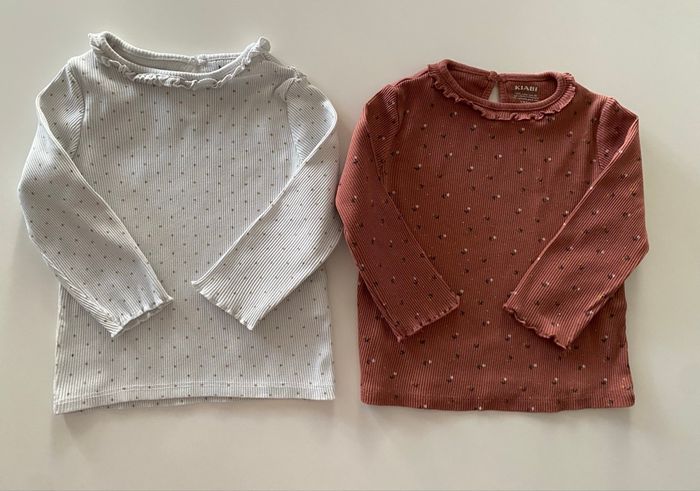 2 Tee shirt rose et blanc 18 mois