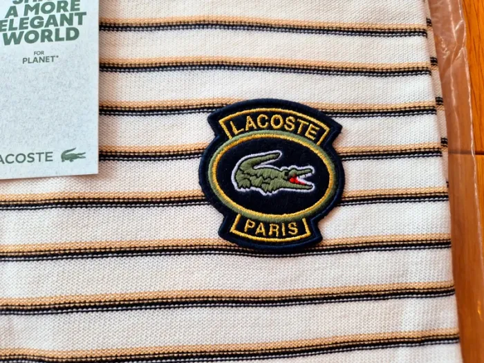 Pull "Lacoste" Blanc à rayures Taille XL neuf sous blister 100 % coton organique. - photo numéro 6