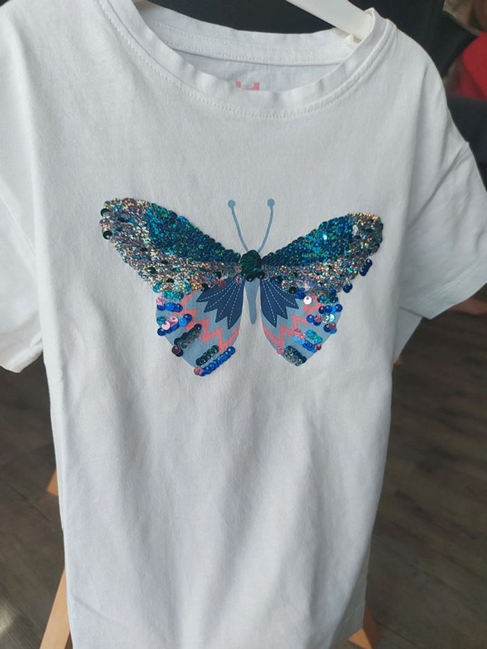 Tee-shirt manches courtes sequins papillon magiques 5 ans - photo numéro 8