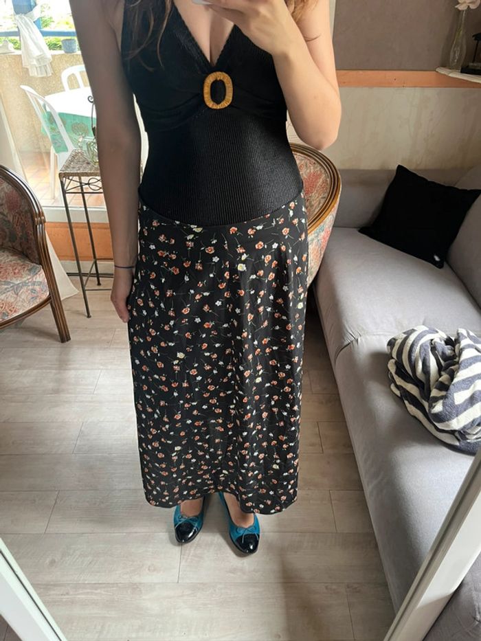 Jupe longue maxi skirt fleurie taille basse y2k bohème champêtre - photo numéro 2