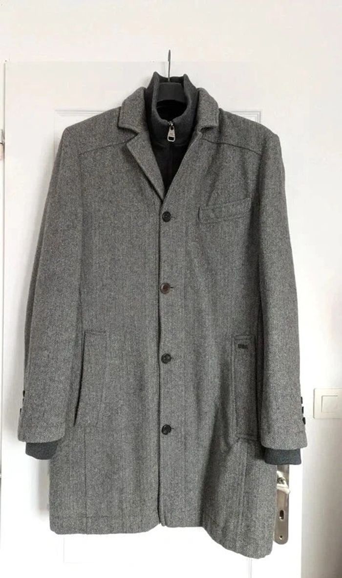Manteau d'hiver laine à chevrons - Serge Blanco - taille L - photo numéro 1