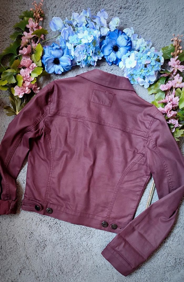 Veste jean bordeaux - photo numéro 4