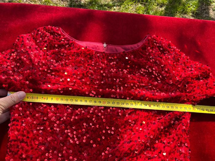 Robe longue soirée rouge paillette T S T 34/36 - photo numéro 8