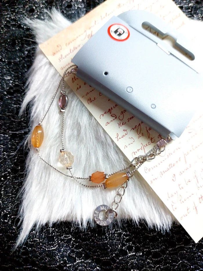 Magnifique bracelet neuf avec perles couleur ambre - photo numéro 2