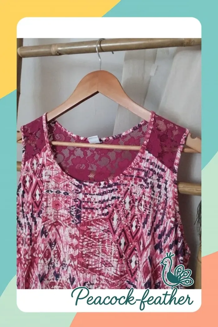 Débardeur tunique rose neuve 42 ms mode - photo numéro 2