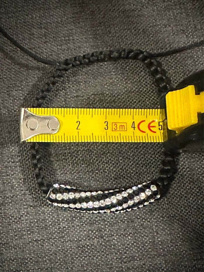 Bracelet Strass Noir Argenté Réglable, Neuf - photo numéro 5