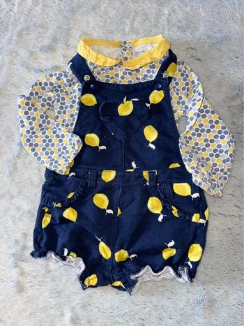 Ensemble Obaibi C&A Tshirt col Claudine salopette  12 18 mois