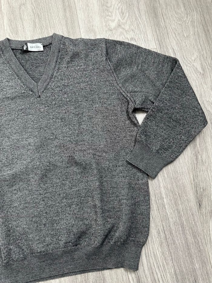 Pull gris moucheté en laine mérinos TS - photo numéro 3