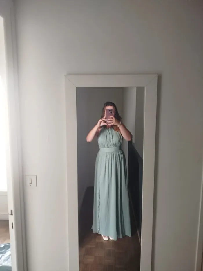 Robe longue femme vert d'eau - photo numéro 4