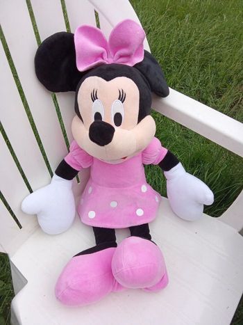 Doudou, Très grande peluche Minnie de Disney, 55 cm, tbe voir neuve, rose, noire, blanc, cadeau de Noël