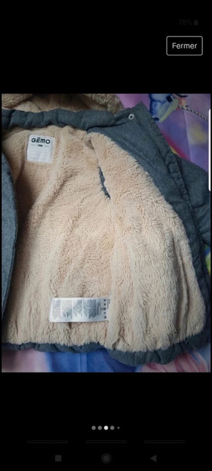 Superbe manteau fourré 18 mois - photo numéro 3