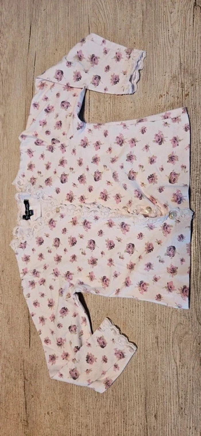 Gilet léger à manches longues, rose clair avec fleurs, Lili Gaufrette, 8 ans, nickel - photo numéro 3